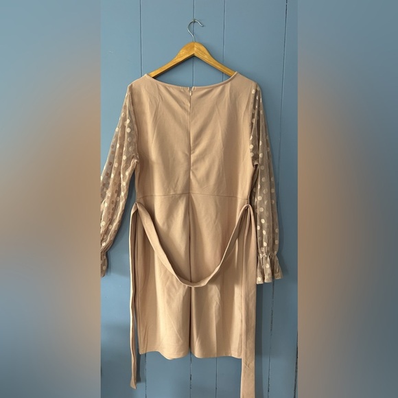 Women’s Pink Dress With See Through Polka Dot Sleeves - 2XL - Picture 2 of 4